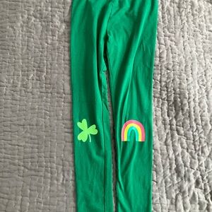Cat & Jack Green Leggings with Rainbow and Shamrock